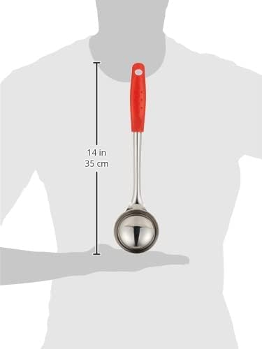 راج مغرفة من الستانلس ستيل فضي / أحمر 35x8سم - Image 4
