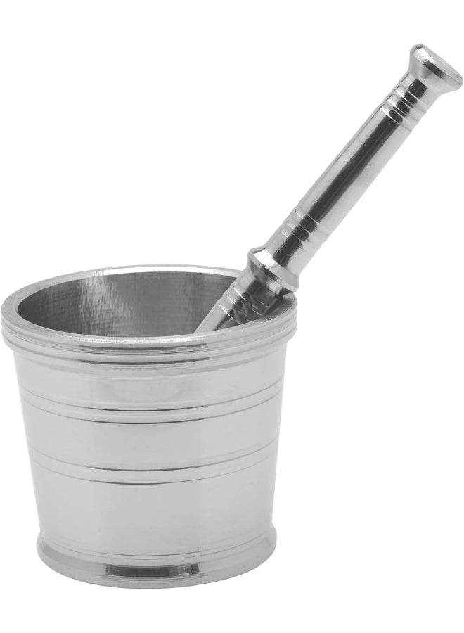 RAJ - Stainless Steel Mortar And Pestle Silver 7.5x8cm - Image 1