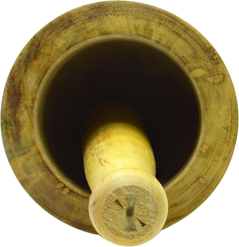 RAJ WOODEN MORTAR AND PESTLE SET, 12 CM, WOODEN, WMO003, Garlic Crusher, Manual Spices Grinder, Chutney Maker, Ideal for Ginger, Garlic, Herbs Grinder Brown 15x12cm - Image 4