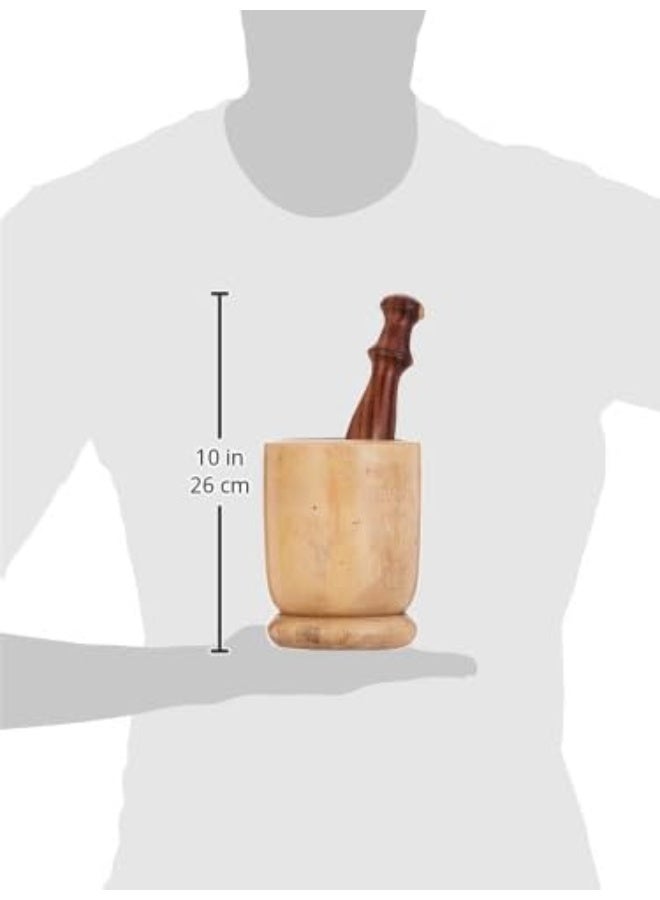 RAJ WOODEN MORTAR AND PESTLE SET, 12 CM, WOODEN, WMO003, Garlic Crusher, Manual Spices Grinder, Chutney Maker, Ideal for Ginger, Garlic, Herbs Grinder Brown 15x12cm - Image 3