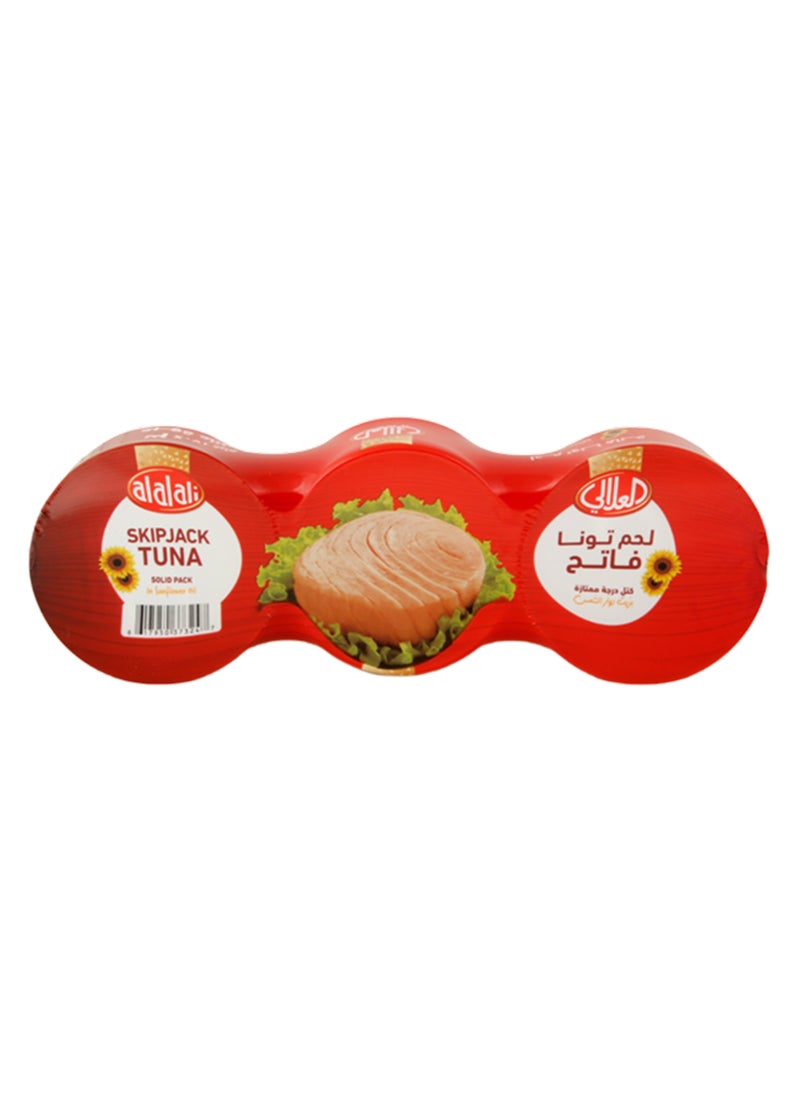 العلالي عبوة عائلية من لحم التونة الوثابة في زيت دوار الشمس 3x170جرام - Image 1