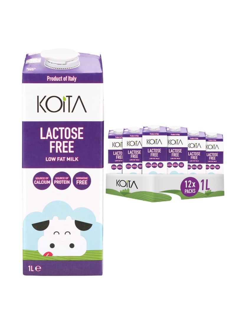 كويتا حليب قليل الدسم خالٍ من اللاكتوز سادة 1لترات عبوة من 12 قطعة - Image 1