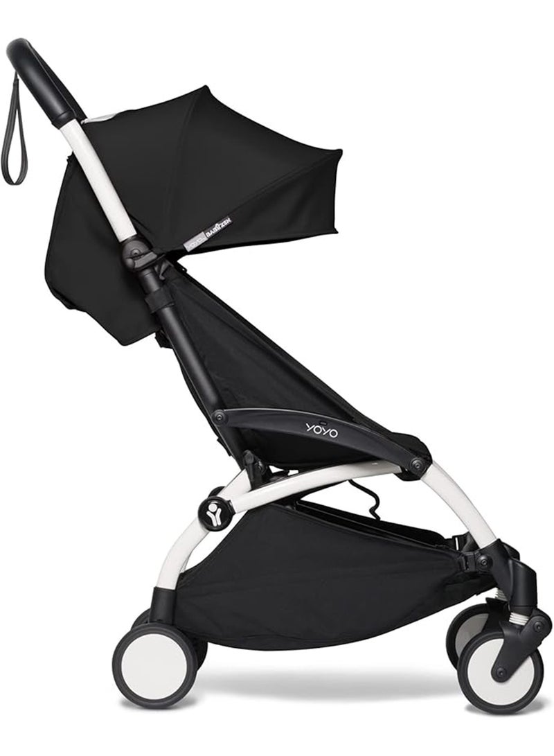 BABYZEN - Yoyo Stroller Includes Harness, Backrest, Hood Extensions, Shoulder Strap, Storage Bag, Seat Cushion And Matching Canopy(White Frame With Black 6+ Colour Pack) - Image 1