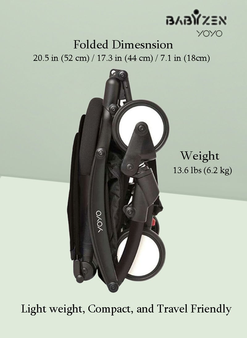 BABYZEN - Yoyo Stroller Includes Harness, Backrest, Hood Extensions, Shoulder Strap, Storage Bag, Seat Cushion And Matching Canopy(White Frame With Black 6+ Colour Pack) - Image 1