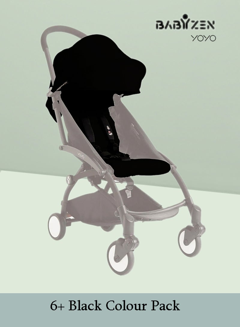 BABYZEN - Yoyo Stroller Includes Harness, Backrest, Hood Extensions, Shoulder Strap, Storage Bag, Seat Cushion And Matching Canopy(White Frame With Black 6+ Colour Pack) - Image 1