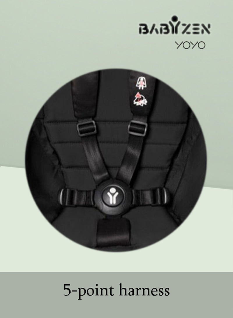 BABYZEN - Yoyo Stroller Includes Harness, Backrest, Hood Extensions, Shoulder Strap, Storage Bag, Seat Cushion And Matching Canopy(White Frame With Black 6+ Colour Pack) - Image 1