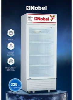 نوبل مبرد بتصميم قائم - باب واحد أبيض سعة 300 لتر مع صندوق إنارة وقفل مع مفتاح طراز NSF325 NSF-325 أبيض  - Image 1