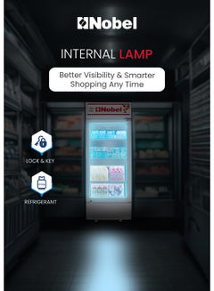 نوبل مبرد بتصميم قائم - باب واحد أبيض سعة 300 لتر مع صندوق إنارة وقفل مع مفتاح طراز NSF325 NSF-325 أبيض  - Image 4
