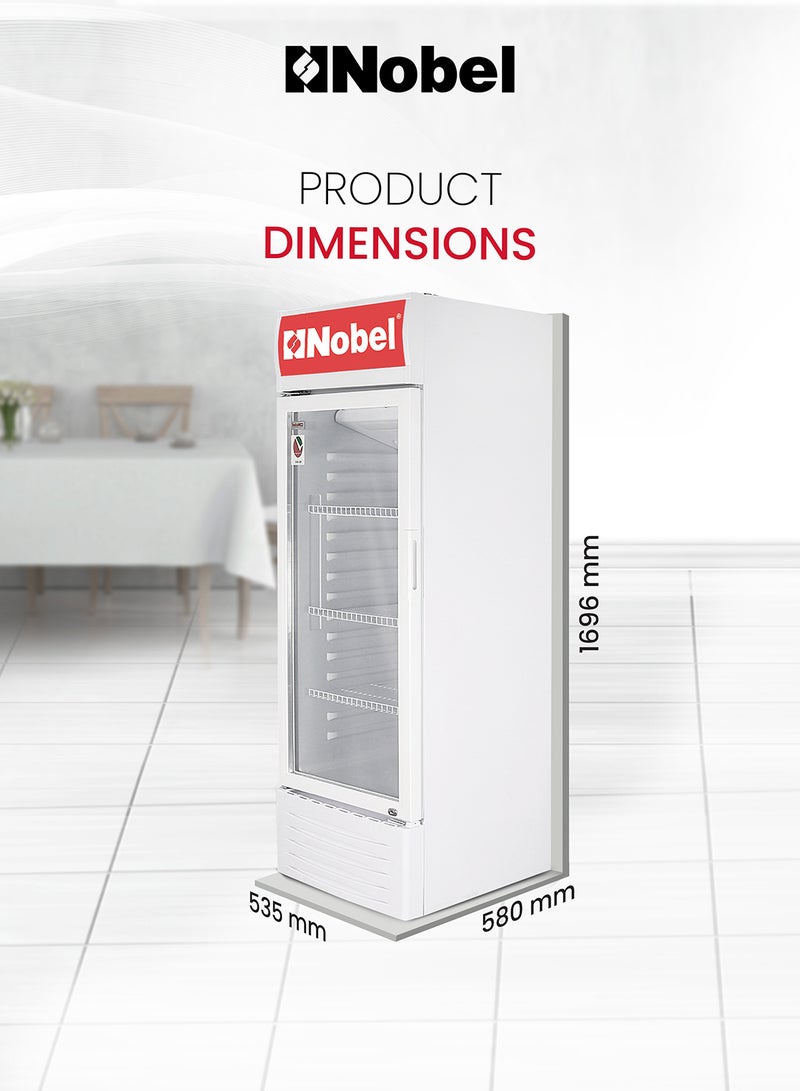 نوبل مبرد بتصميم قائم - باب أحادي مع إضاءة بالداخل تعمل عند الفتح والقفل 245 L NSF-245 أبيض  - Image 4