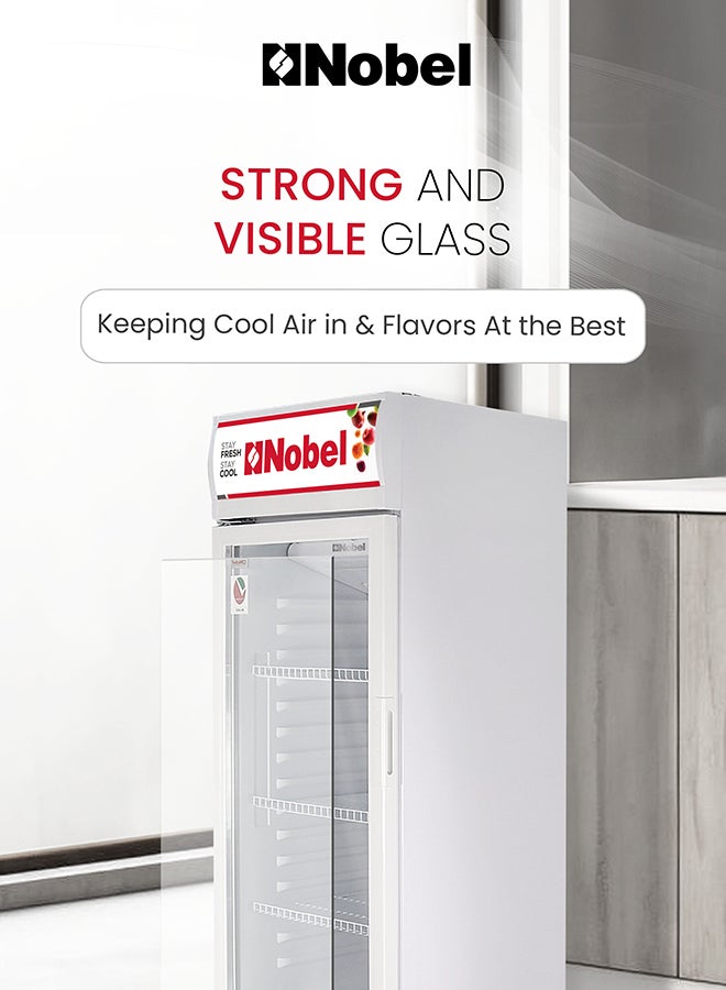 نوبل مبرد بتصميم قائم - باب أحادي مع إضاءة بالداخل تعمل عند الفتح والقفل 245 L NSF245 أبيض - Image 3