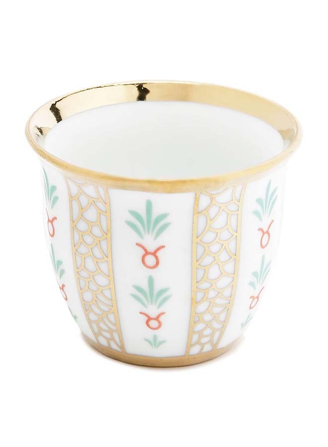 طقم أكواب القهوة العربية 12 قطعة أبيض/ذهبي - Image 2