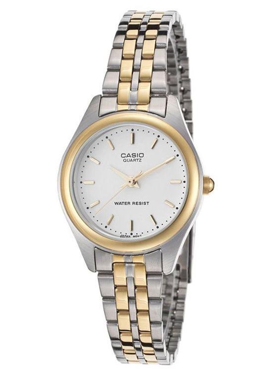 كاسيو ساعة يد بعقارب مقاومة للماء بسوار من الإستانلس ستيل طراز LTP 1129G - 7ARDF - 26 مم - فضي/ذهبي للنساء - Image 1