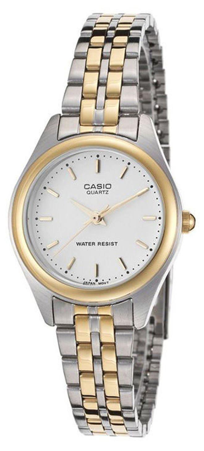 CASIO Women's Water Resistant Stainless Steel Analog Watch LTP 1129G - 7ARDF - 26 mm - Silver/Gold - Image 1