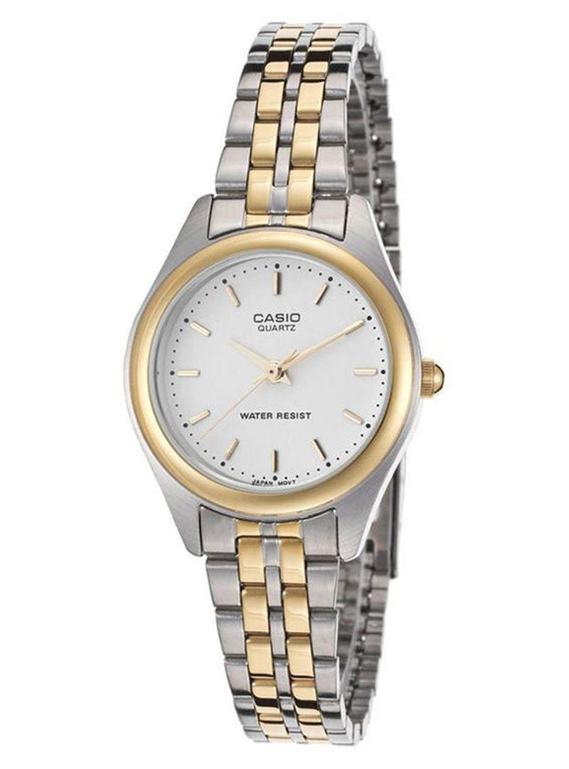 كاسيو ساعة يد بعقارب مقاومة للماء بسوار من الإستانلس ستيل طراز LTP 1129G - 7ARDF - 26 مم - فضي/ذهبي للنساء - Image 1
