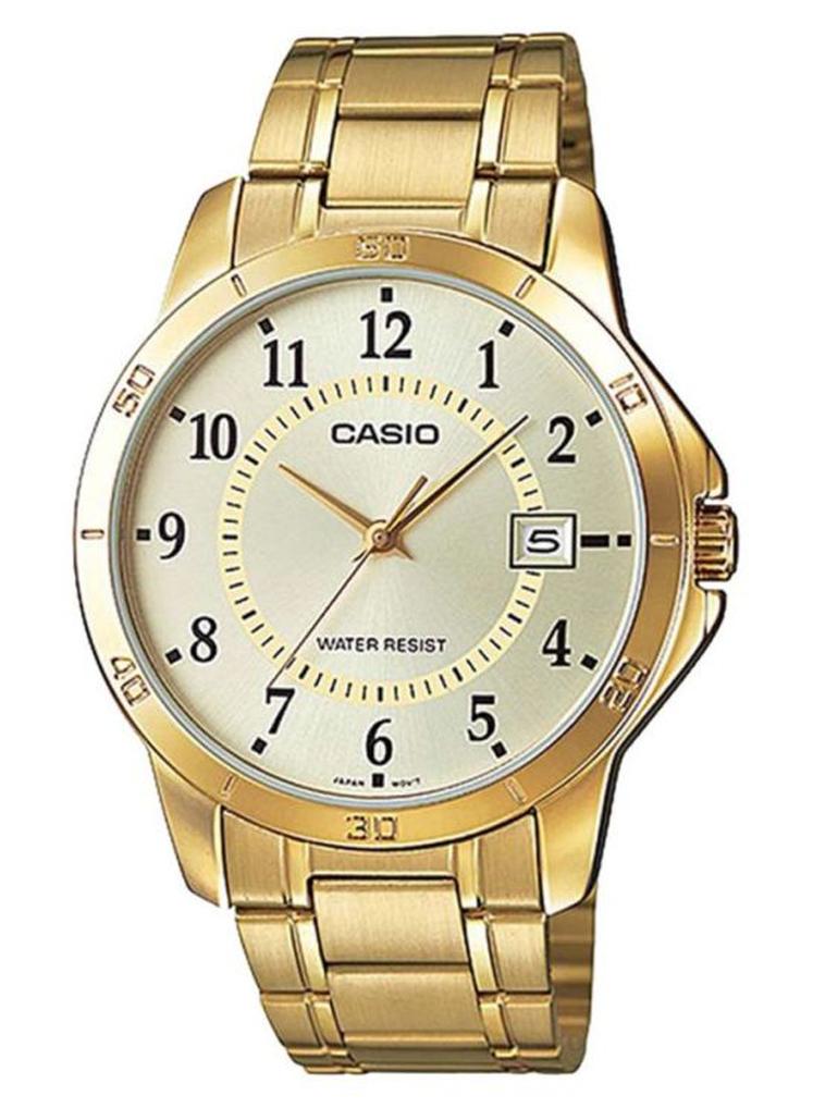 كاسيو ساعة يد بعقارب وسوار من الإستانلس ستيل طراز MTP- 004G -9B - 47 مم - ذهبي للرجال - Image 1