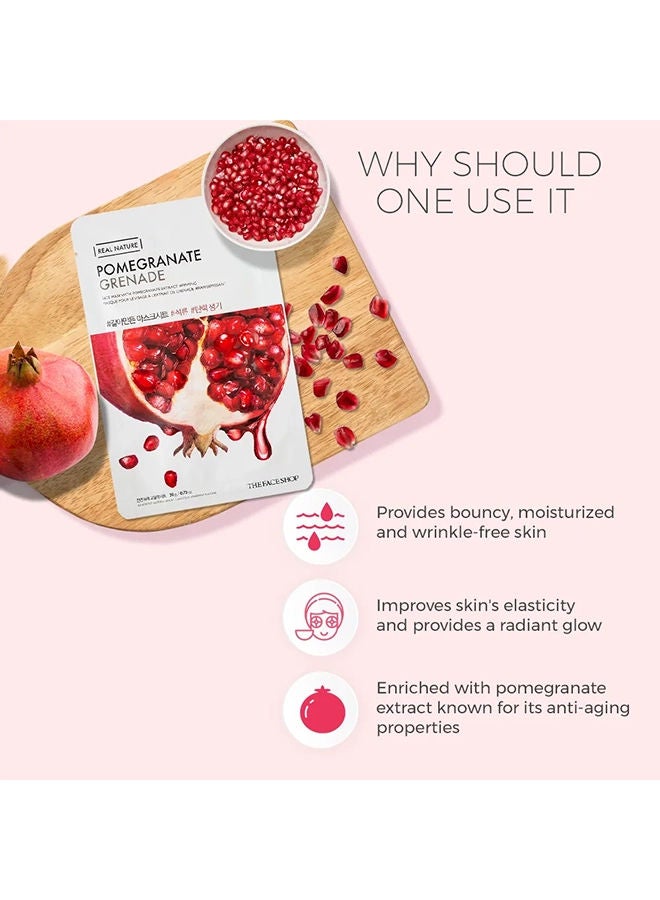 THEFACESHOP Real Nature Pomegranate Grenade Sheet Mask 20.0grams - Image 5