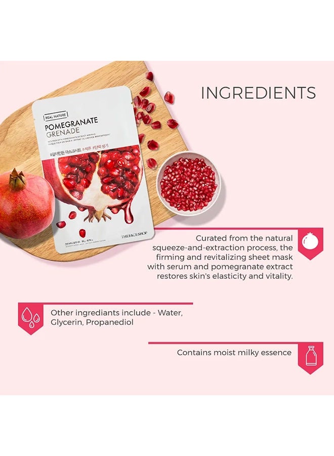 THEFACESHOP Real Nature Pomegranate Grenade Sheet Mask 20.0grams - Image 3