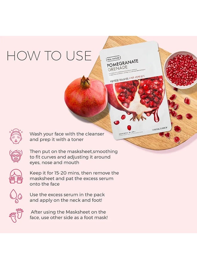 THEFACESHOP Real Nature Pomegranate Grenade Sheet Mask 20.0grams - Image 4