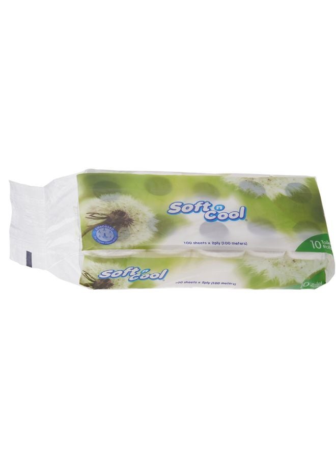 Soft n Cool Toilet Roll Tissue 100 Sheets 10 Roll - Image 2