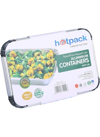Hotpack Disposable Food Storage, Take away, Aluminium Food Container Silver with Lid Rectangular, 890ml, 10 Packs Silver 10x890ml - view 5