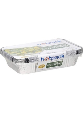 Hotpack Disposable Food Storage, Take away, Aluminium Food Container Silver with Lid Rectangular, 890ml, 10 Packs Silver 10x890ml - view 4