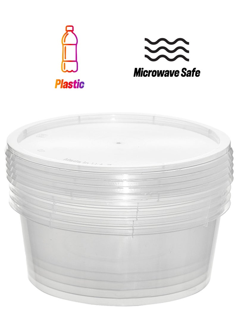 Hotpack Disposable Microwave Plastic Container With Lids, 250Cc, Pack Of 5 Clear 250ml - Image 1