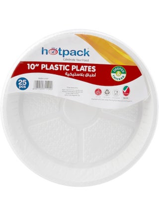 Hotpack Disposable Plastic White Round Plate 9 inch, 25-Pieces Pack of 2 White 9inch - view 3