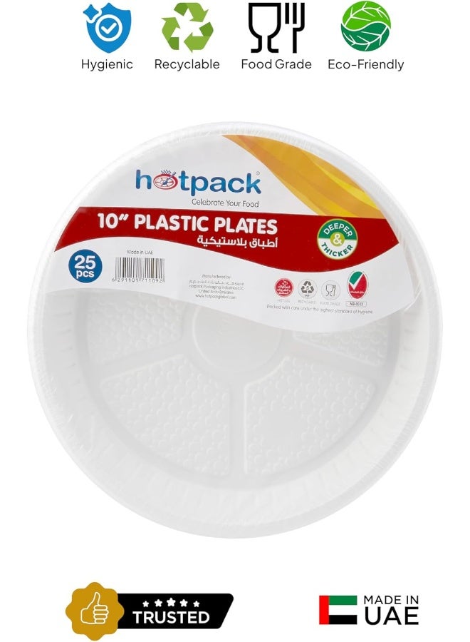 25-Piece Disposable Plastic Plates White 9inch - pnsku/N13077566A/45/_/1732199338/bf2cd1fa-3ae9-4d8e-9b07-dab1a54a6741