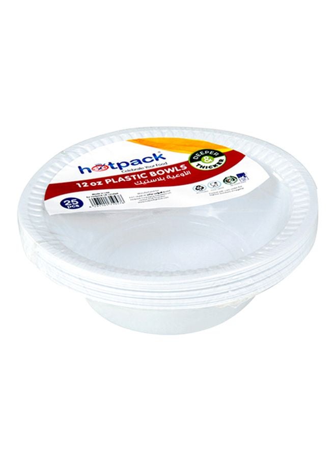 Hotpack 25-Piece Disposable Plastic Bowls White - Image 1