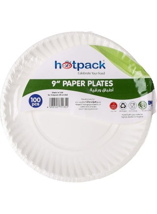 Hotpack This Product Contains The Following Features: Brand: Hotpack Color: White Type: Disposable Plates Number Of Pieces: 100 Pieces White 9inch - view 5