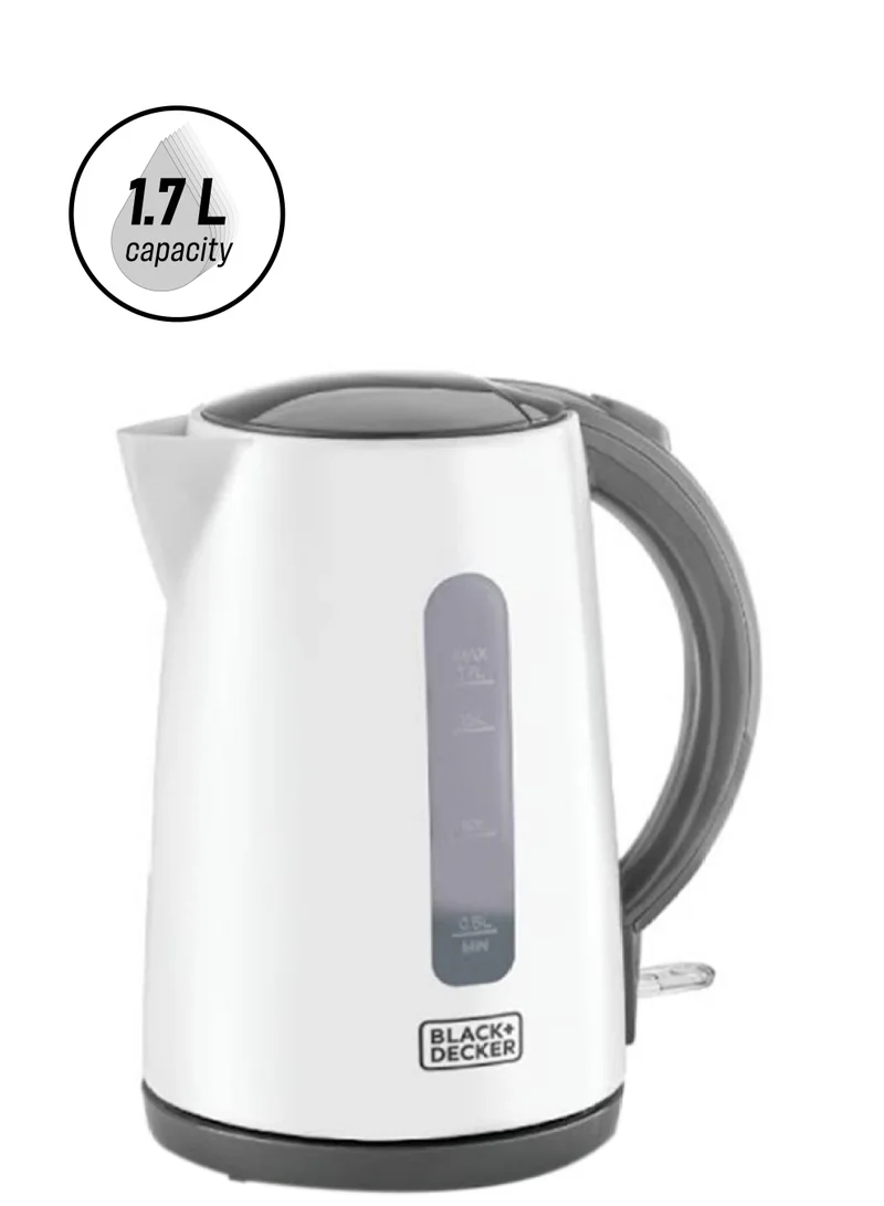 بلاك اند ديكر غلاية كهربائية بملف تسخين مخفي 1.7 L 2200 W JC70-B5 أبيض/ رمادي
