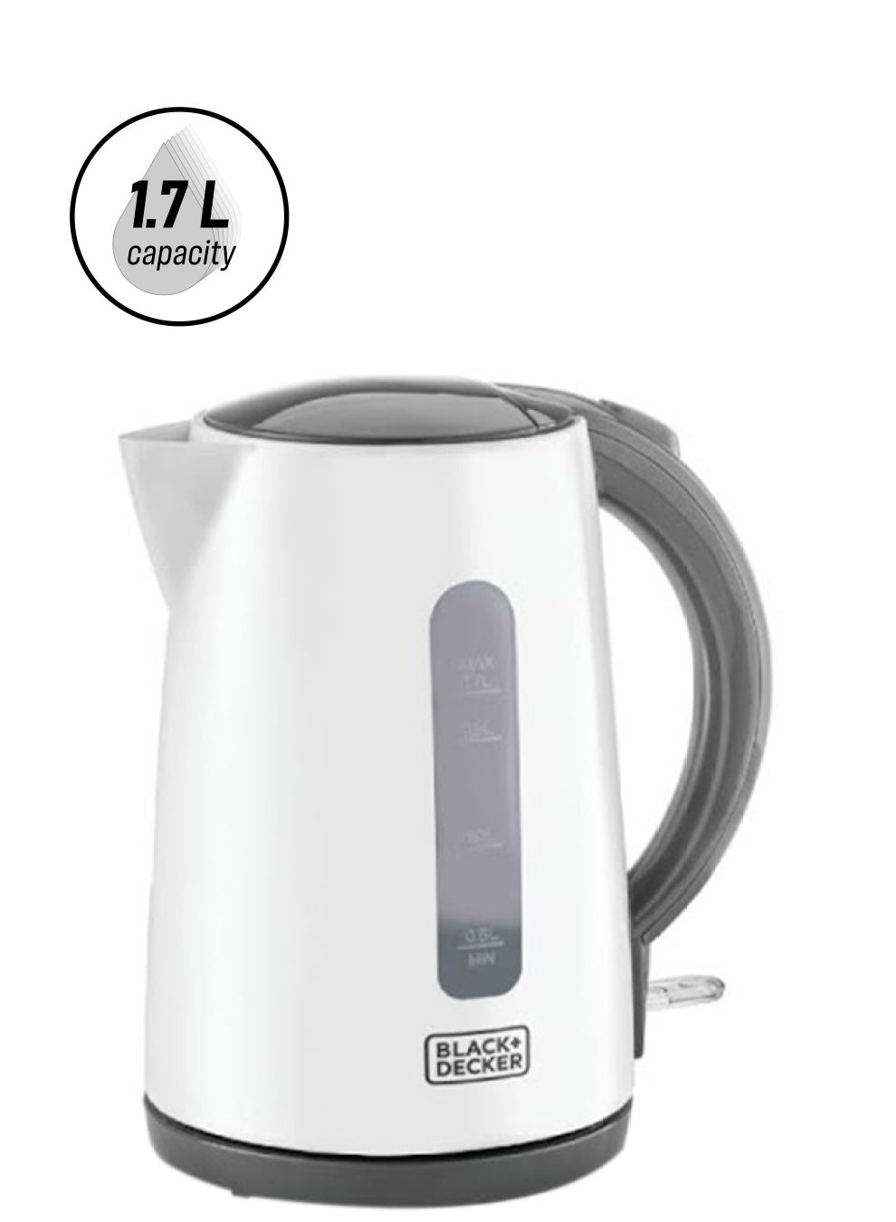 Cordless Electric Kettle, Quick Boiling, Lightweight Design, 360° Swivel Base, Auto Shut-Off, Boil-Dry Protection, Concealed Heating Plate, 1.7 L 2200 W JC70-B5 White/Grey