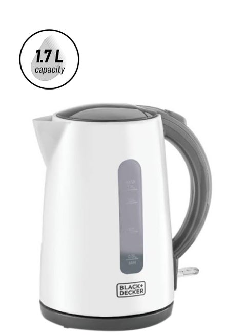 Cordless Electric Kettle, Quick Boiling, Lightweight Design, 360° Swivel Base, Auto Shut-Off, Boil-Dry Protection, Concealed Heating Plate, 1.7 L 2200 W JC70-B5 White/Grey