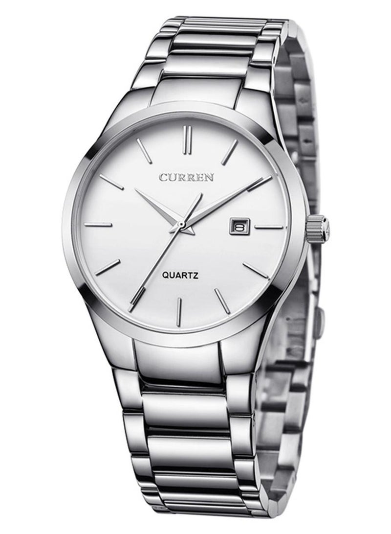 كارين ساعة يد بعقارب مقاومة للماء طراز 8106 - 40 مم - فضي للرجال - Image 1