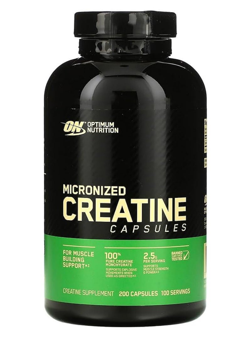 Optimum Nutrition Creatine Dietary Supplement - Unflavoured - 200 Capsules  - Image 1