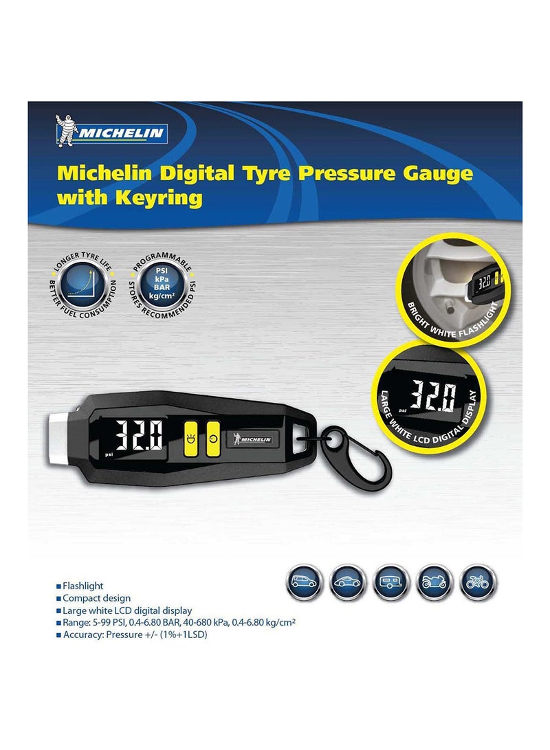 Michelin - Pocket Size Digital Tyre Pressure Gauge with Keyring - Image 1