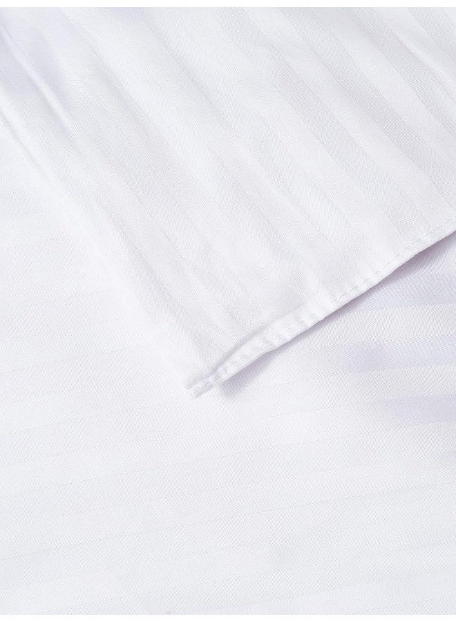 Hotel Linen Klub - Hotel Linen Striped Duvet Cover Cotton White 245x245cm - Image 1