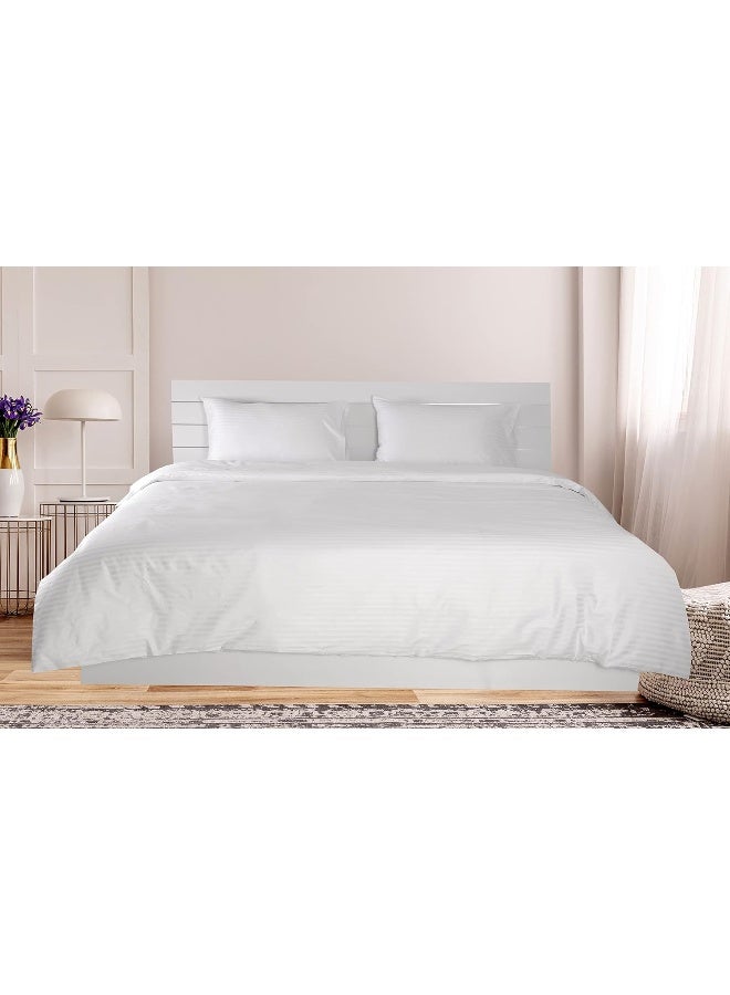 Hotel Linen Klub - Hotel Linen Striped Duvet Cover Cotton White 245x245cm - Image 1