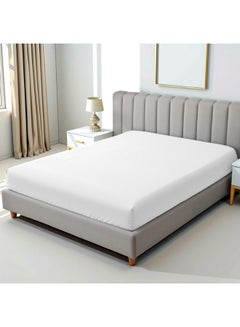 Hotel Linen Klub 1-Piece Stripe Fitted Sheet-  Luxury Hotel Collection, 100% Premium Cotton with Smooth Sateen Texture, Deep Pocket with Durable Elastic Edges – Size: King Cotton White 200x200cm  - Image 1