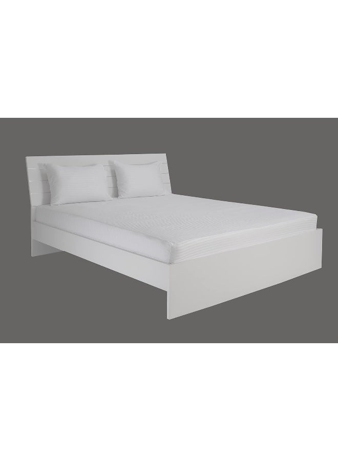 Hotel Linen Klub - 1-Piece Stripe Fitted Sheet-  Luxury Hotel Collection, 100% Premium Cotton with Smooth Sateen Texture, Deep Pocket with Durable Elastic Edges – Size: Queen Cotton White 180x200+30cm - Image 1