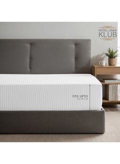 Hotel Linen Klub 1-Piece Stripe Fitted Sheet-  Luxury Hotel Collection, 100% Premium Cotton with Smooth Sateen Texture, Deep Pocket with Durable Elastic Edges – Size: Queen Cotton White 180x200+30cm  - Image 3
