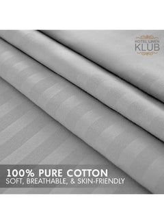 Hotel Linen Klub 3-Piece Queen Bed Sheet Set – 100% Cotton Sateen Stripe Patterned – Size: 240x260cm + 2 Pillowcases 50x75 cm – Ultra-Soft, Luxury Hotel Collection Cotton Silver 50x75cm  - Image 5