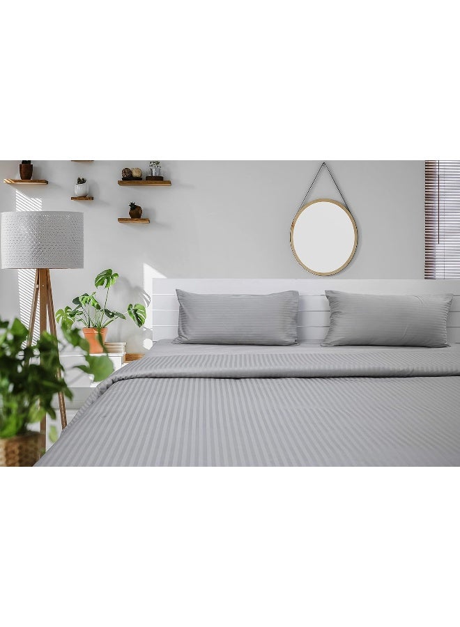 Hotel Linen Single Duvet Cover  100% Cotton 250TC 1cm Stripe Cotton Silver 165x225cm - pnsku/N13133744A/45/_/1732194894/9703c44d-797b-4557-8c8c-fa3849987793