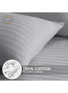 Hotel Linen Klub 2-Piece Pillowcase Set – 100% Cotton Luxury Hotel Quality, 250 TC Sateen with 1cm Stripe Texture Pattern, Size: 50x75 cm Cotton Silver 50x75cm  - Image 4