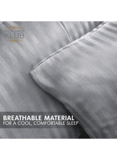 Hotel Linen Klub 2-Piece Pillowcase Set – 100% Cotton Luxury Hotel Quality, 250 TC Sateen with 1cm Stripe Texture Pattern, Size: 50x75 cm Cotton Silver 50x75cm  - Image 3