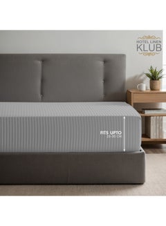 Hotel Linen Klub 1-Piece Stripe Fitted Sheet-  Luxury Hotel Collection, 100% Premium Cotton with Smooth Sateen Texture, Deep Pocket with Durable Elastic Edges – Size: King Cotton Silver 200x200cm  - Image 3