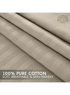 Hotel Linen Klub 3-Piece Queen Bed Sheet Set – 100% Cotton Sateen Stripe Patterned – Size: 240x260cm + 2 Pillowcases 50x75 cm – Ultra-Soft, Luxury Hotel Collection Cotton Stone  - Image 5
