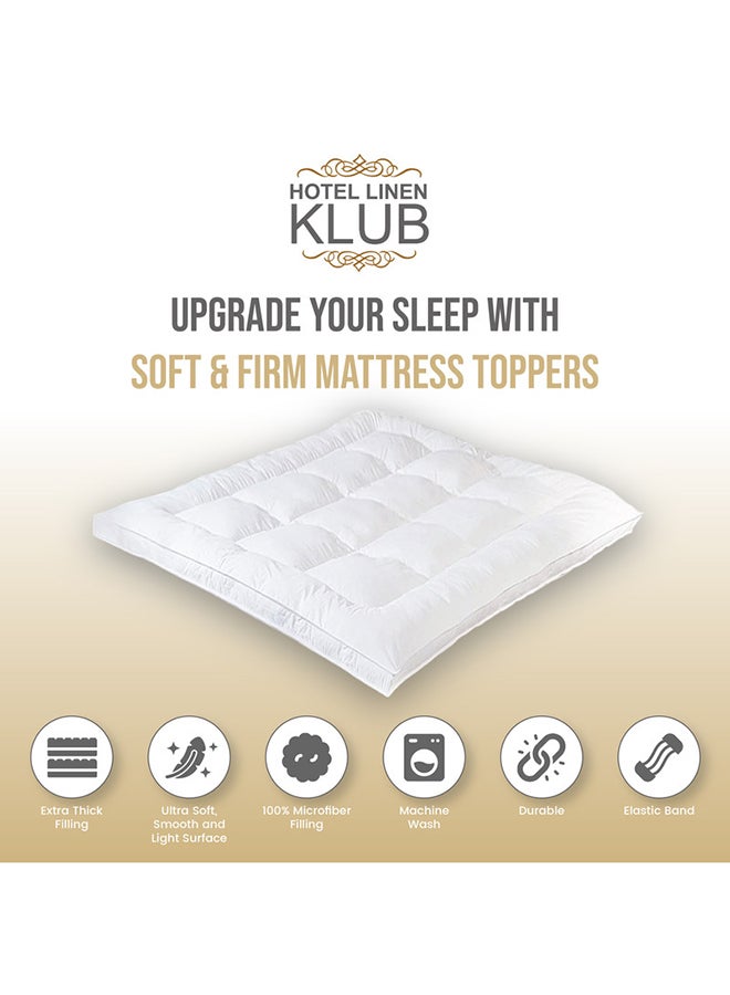 Hotel Linen Klub - Hotel Linen Klub King Mattress Topper - 500GSM Extra Thick and Soft Fibersheet, Supersoft Brushed Fabric with 4-Side Elastic Bands for Secure Fit Microfiber White 180x200cm - Image 1