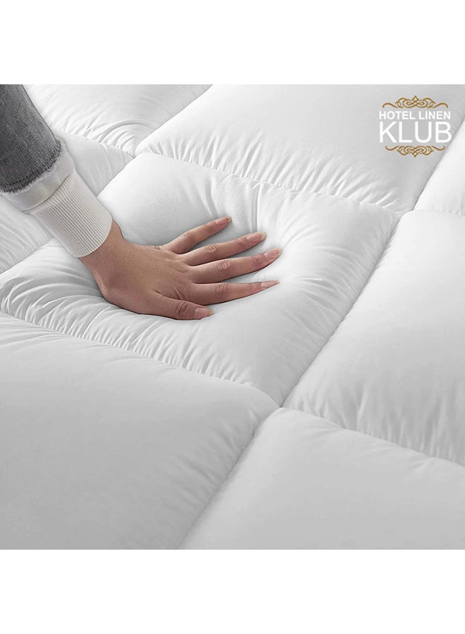 Hotel Linen Klub - Hotel Linen Klub King Mattress Topper - 500GSM Extra Thick and Soft Fibersheet, Supersoft Brushed Fabric with 4-Side Elastic Bands for Secure Fit Microfiber White 180x200cm - Image 1
