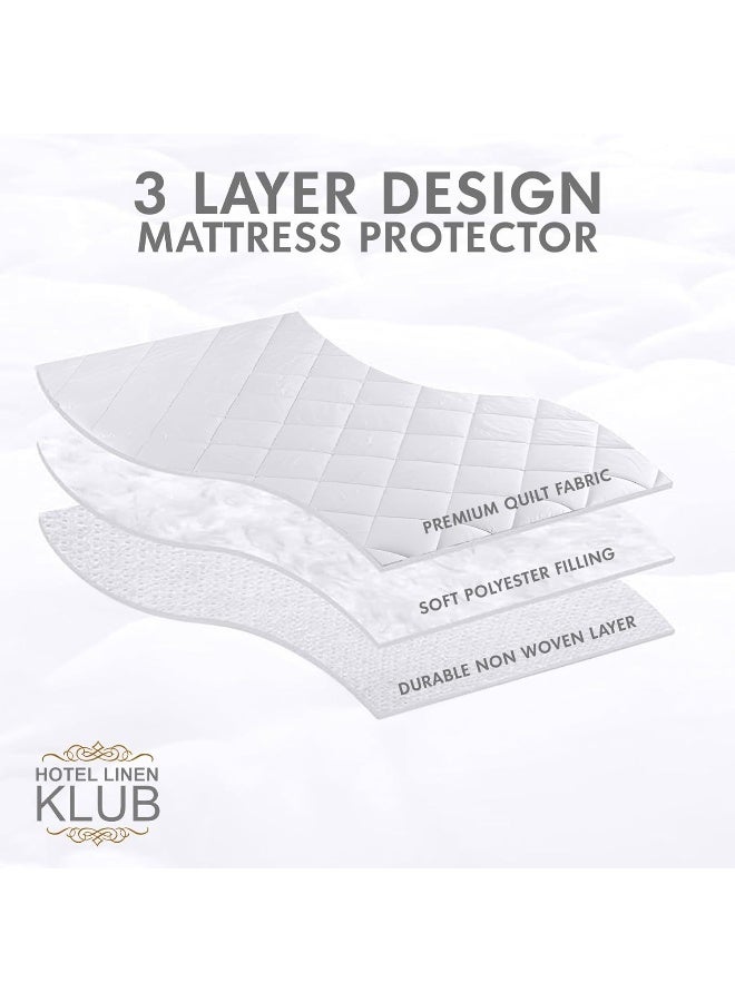 هوتيل لينين كلوب واقي فراش مبطن مزيج القطن أبيض 90x190سم - Image 3